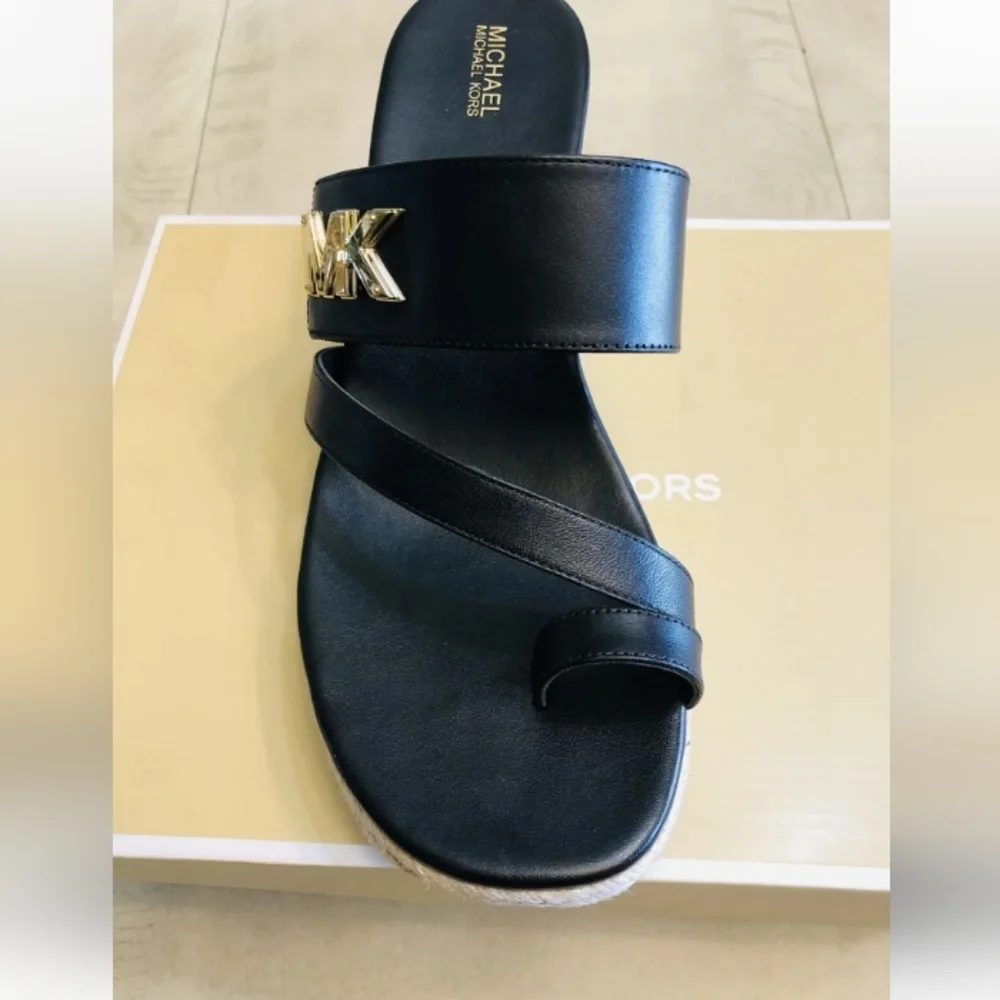 Michael Kors Sidney Espadrille Wedge Sandals Black Size US 10 M - Picture 9 of 12